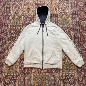 VTG 90s Nautica Competition reverse weave gusseted embroidered hoodie M USA Gray